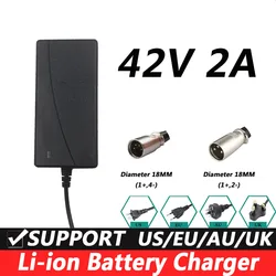 36V Charger 42V 2A  lithium battery charger for 36V lithium battery pack with 3-Pin XLR/4-Pin XLR Socket