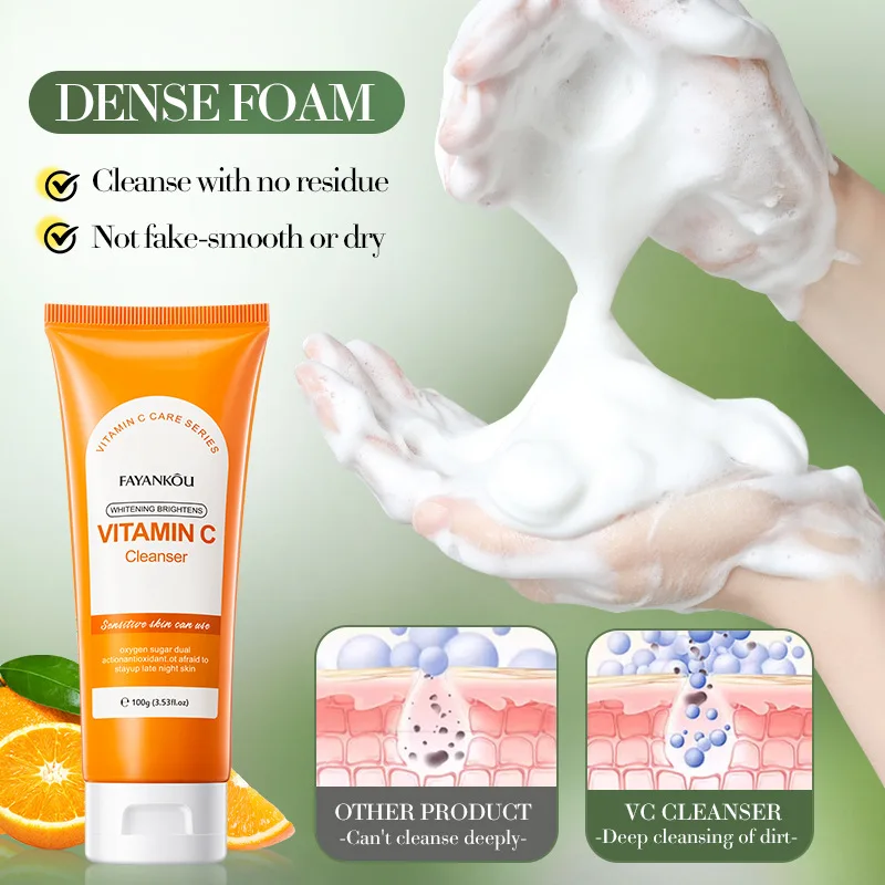 100g Vitamin C Facial Cleanser Face Wash Foam Cleanser Deep Cleansing Moisturizing Brightening Hydrating Skin Care Products image 3