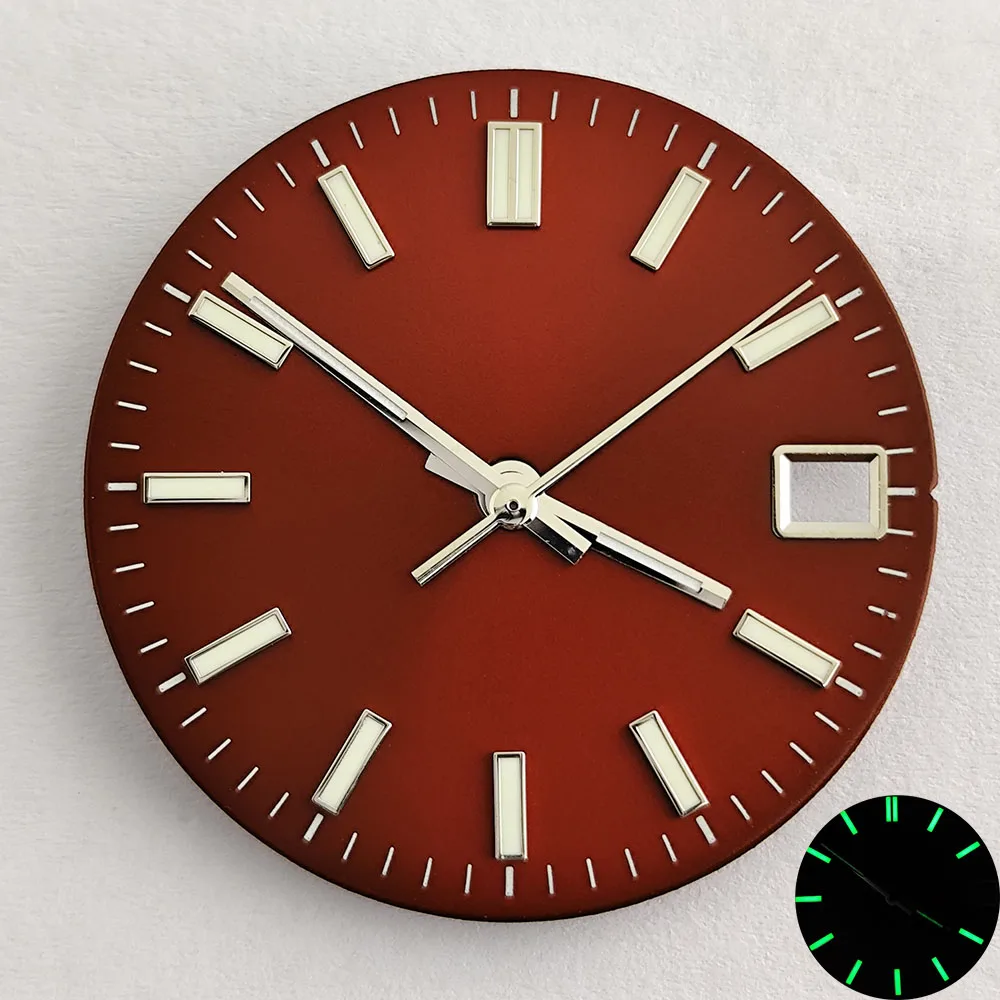 28.5mm dial NH35NH36 deep red dial suitable for NH35 movement green luminous watch accessories