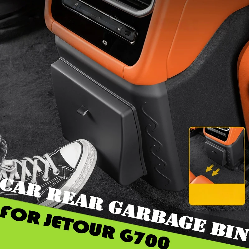 

Car Rear Trash Can Fit for Jetour Zongheng G700 2025 2026 Modified Car Armrest Box Rear Anti Kick Pad Storage Accessories