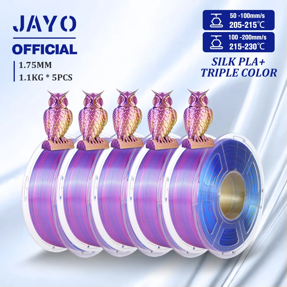 JAYO SILK PLA-filament 1,75 mm dubbele kleuren 3D-printerfilament Co-extrusie Zijde Drievoudige kleuren 3D-filament Glanzend Veelkleurig Verandering