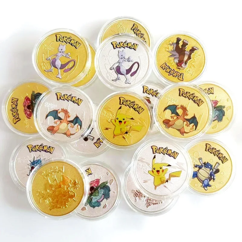 جديد كلاسيكي الرسوم المتحركة الكرتون جيب عملة التذكارية مجموعة Charizard و Eevee عملة ميدالية تذكارية لهدايا عيد الميلاد #1