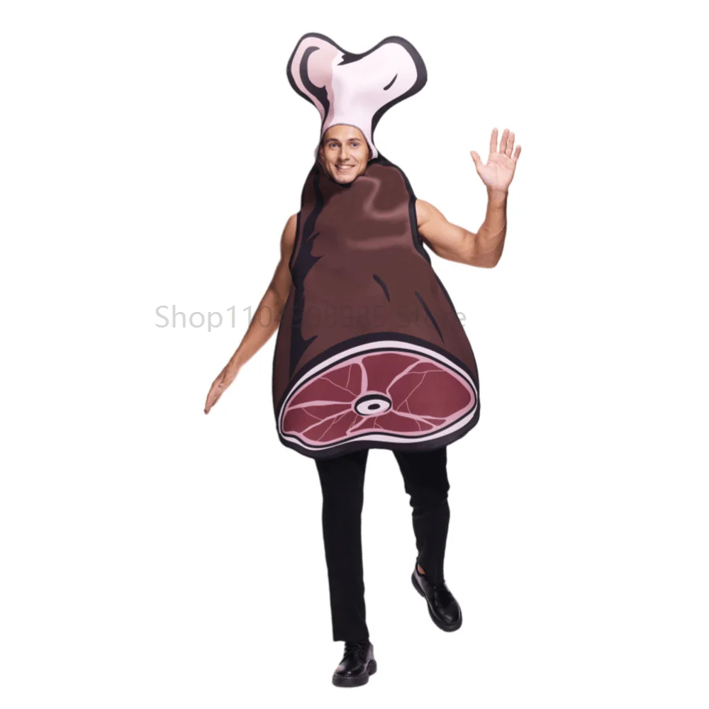 Funny Ham Cosplay Costume Meat Cos Jumpsuit for Adults Carnival Party Parties Stage Performance Outfits