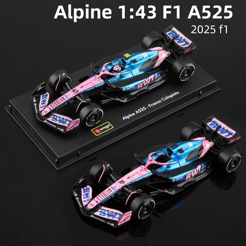 Bburago 1:43 BWT Alpine 2025 A525 F1 Racing Formula Car Model Static Simulation Diecast Alloy Toy 10# Gasly 43# Colapinto