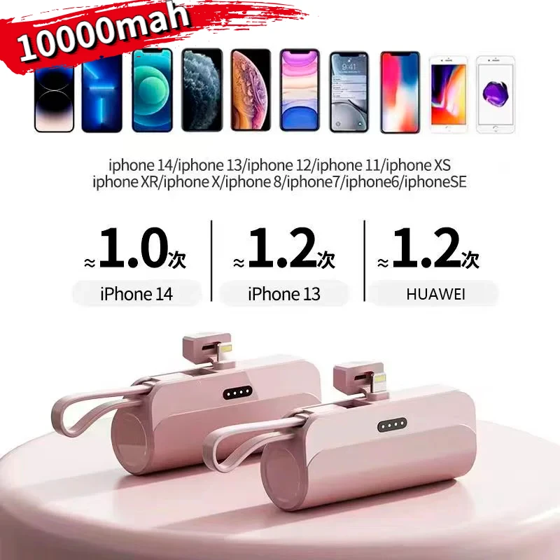 10000mAh Mini Capsule Power Bank Wireless Fast Charging Mobile Power Supply Emergency External Battery for Type-c IPhone