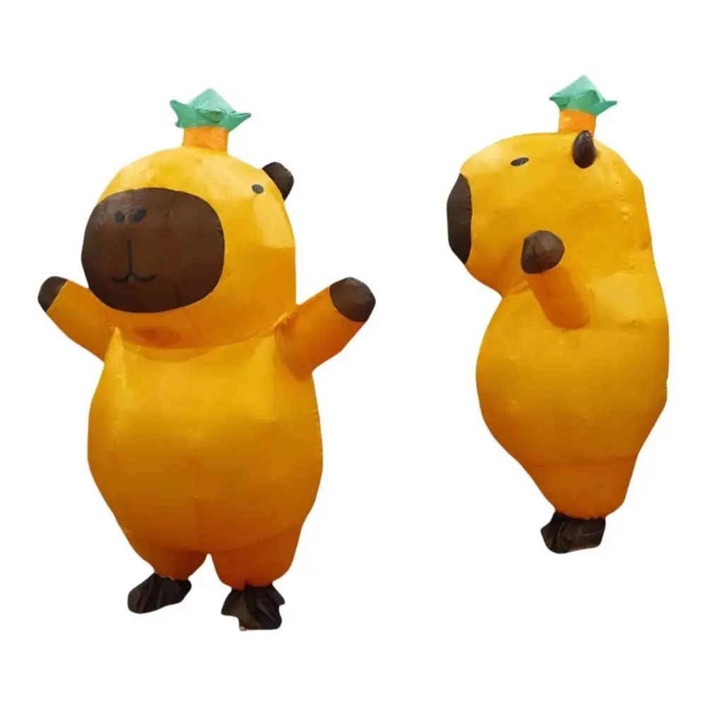 

Cartoon Inflatable Capibala Costume Full Body Jumpsuit Waterproof Cosplay Capibala Costume Detachable Fan Funny