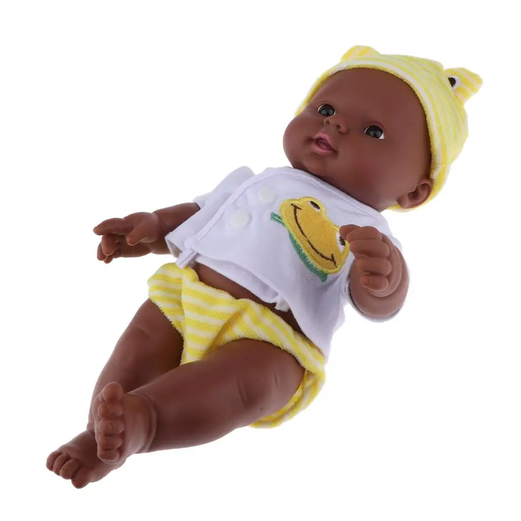 30cm Real Life Black Boy Dolls Lifelike Vinyl Newborn Baby Doll Realistic Toy for Kids Sleep and Learning Practice