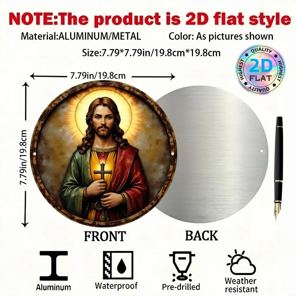 2D Flat, 1pc Baroque Christian Wall Plaque – Saint Caleb & Cross Religious Art. Ideal for Home Chapels, Prayer Rooms