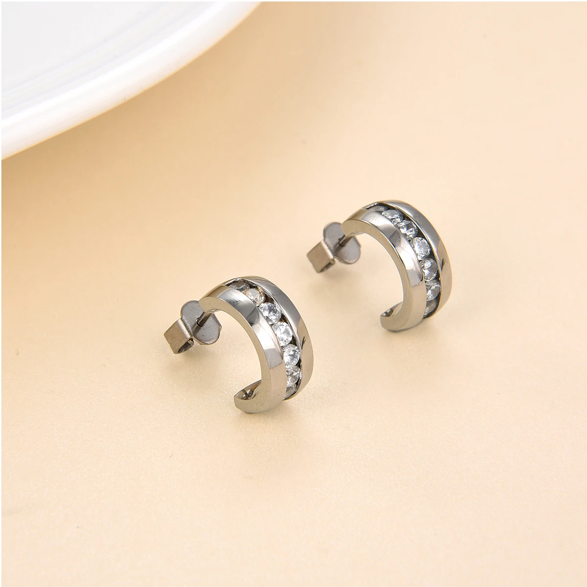 G23 Titanium Hypoallergenic Earrings for Sensitive Ears,Half Hoop Huggie Earrings, Open C Shaped Split Earrings for Women  Girls