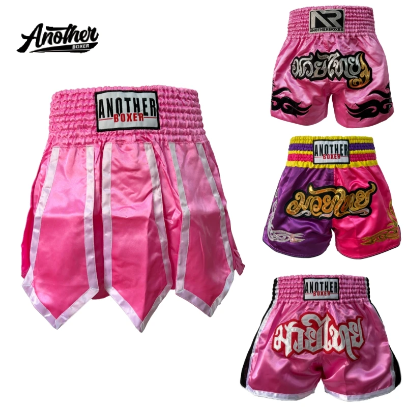 Muay Thai Boxing Shorts Grappling Men Women Kids Thailand Embroidery Plain Kickboxing Fight Pants Martial Arts Sparring Trunks