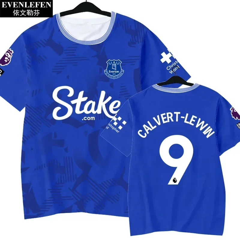 

24-25 сезон Everton Team Toffee футбольная футболка для мужчин и женщин футболка с короткими рукавами для фанатов 3D детские спортивные футболки с круглым вырезом топы