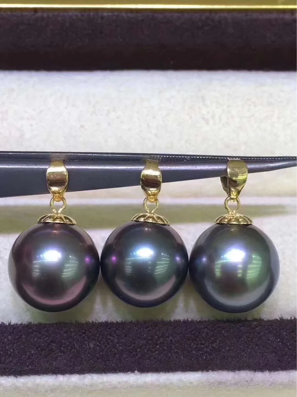 RIESIGE Neue AAA++ Tahiti Schwarze 10-11mm 11-12mm 12-13mm Runde S925 Sterling Silber Perlenanhänger Halskette Modischer Stil 18 Zoll