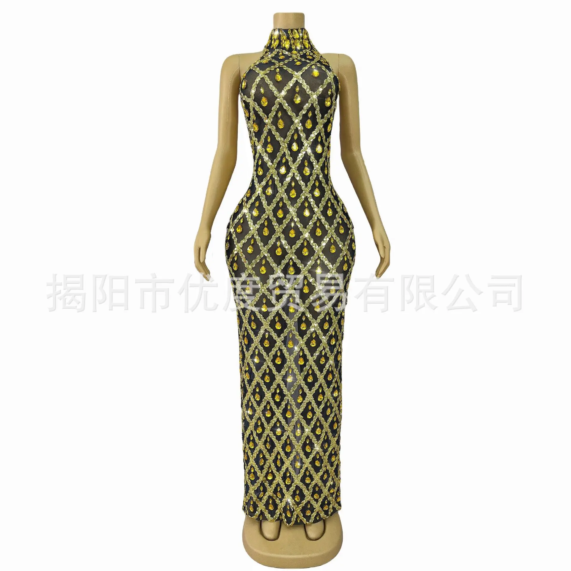 Vestido Sexy con personalidad De oro negro brillante, Vestido De fiesta nocturna, Vestido negro dorado para parrilla De barbacoa, Vestidos De Fiesta Elegantes