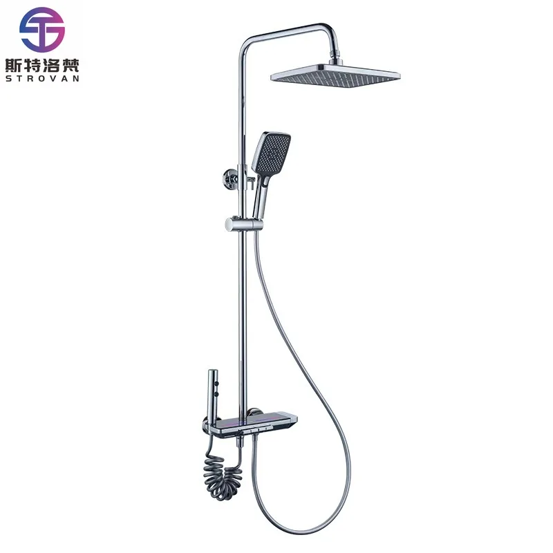 

Brass Chrome Hotel Shower Mixer Set with Ceramic Valve Core Wall-Mounted Rainfall Spray for Bathroom