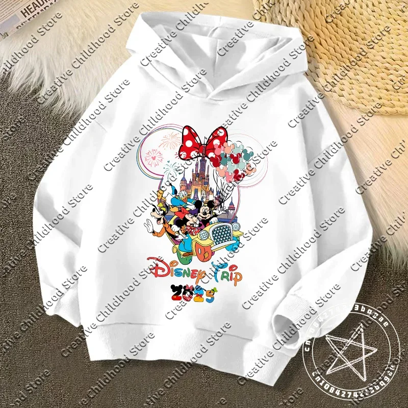 2025 Mode Disneyland Reise Urlaub Kleidung Karikatur Hoodie Kinder Top Cartoons Disney Kawaii Mädchen Kleidung Junge Disney Kinder