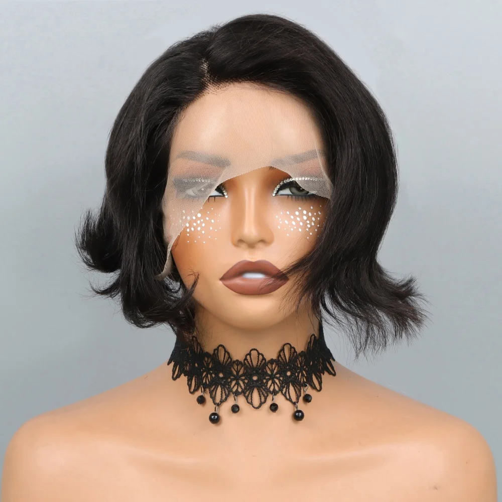 Side Part Bob 13x4 Lace Frontal Wig Short Pixie Cut Wigs For Women Remy Straight Human Hair Transparent Gluess Lace Bob Wig