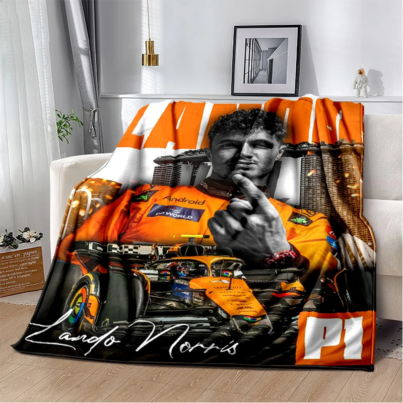 3D Landos Norris F1 Racing Racer Flanelldecke, weiche, warme Überwurfdecke für Schlafzimmer, Wohnzimmer, Bett, Reisen, Camping, Picknick, Geschenk