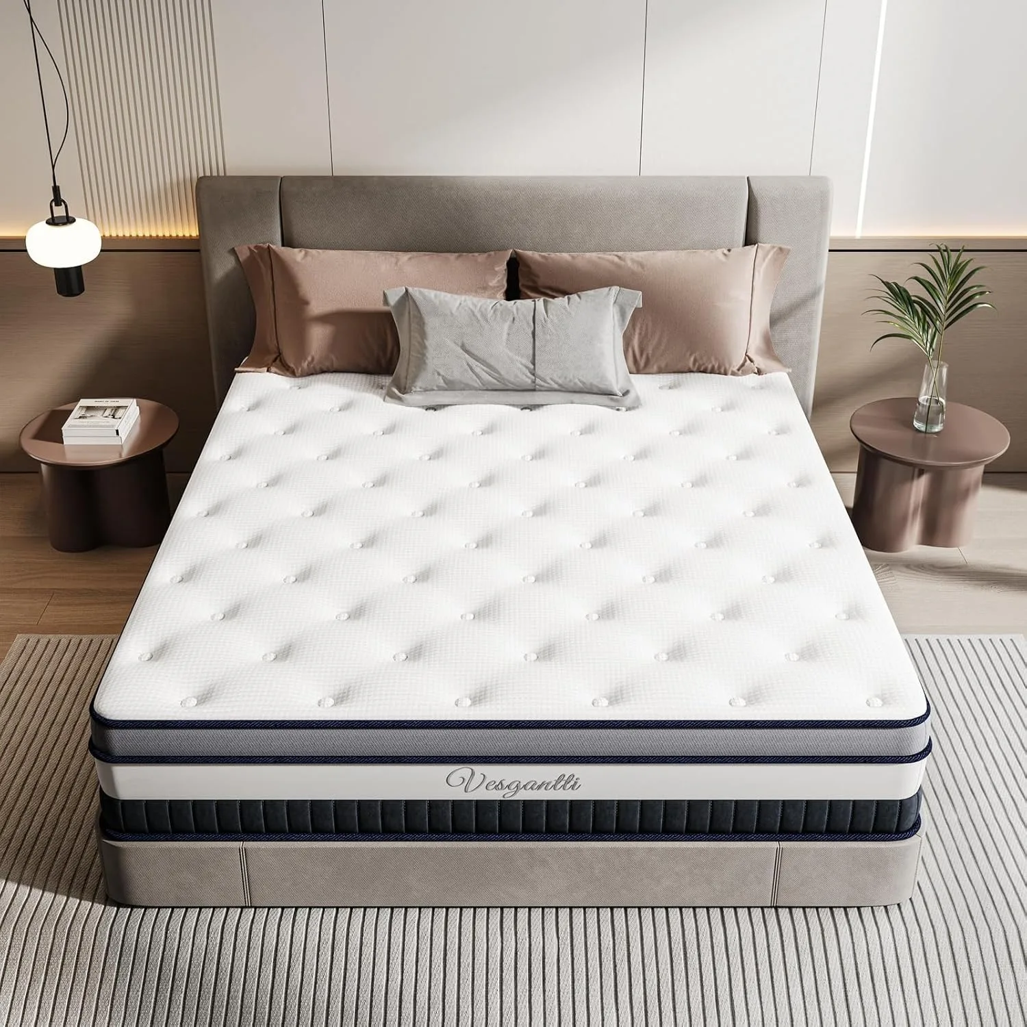 9.4 Inch Pocket Sprung Mattress with Breathable Foam and Individually Pocket Spring - Medium, Luxury Box Top Collection