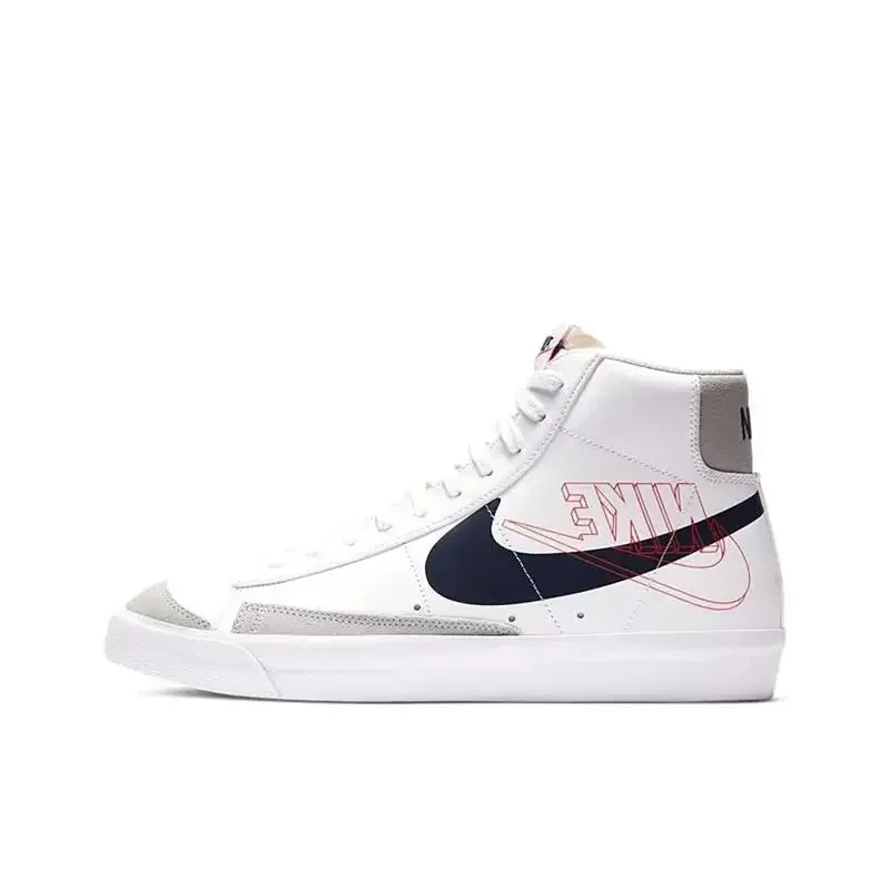 

Nike Blazer Men's and Women's Comfortable Classic Daily All-in-one Wear-resistant Non-slip High-top Board Shoes White Pink Black