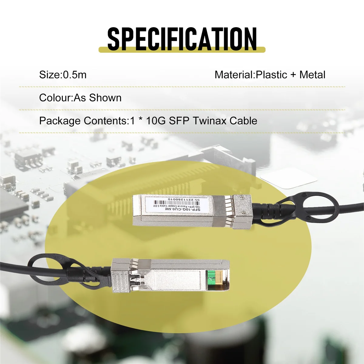 

Кабель FUCQZ 10G SFP+ Twinax, пассивный кабель прямого подключения Copper (DAC) 10GBASE SFP для SFP-H10GB-CU1M, Ubiquiti, D-Link (0,5 м)