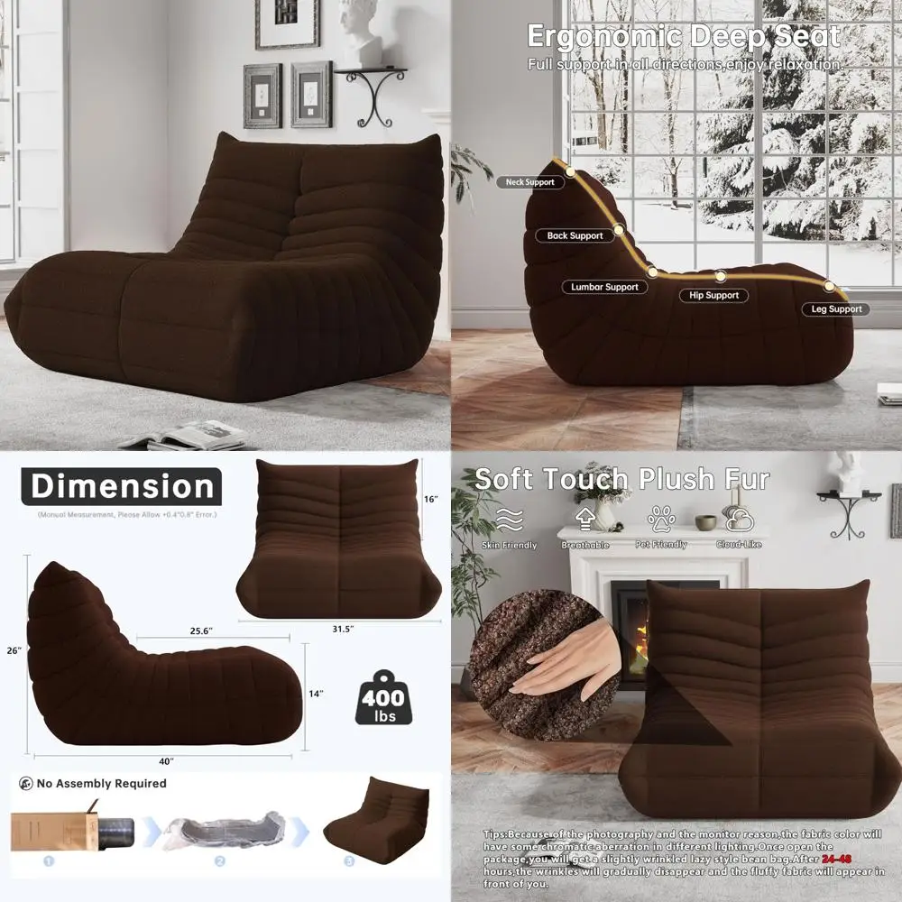 

Adult Memory Foam Bean Bag Chairs: Plush Teddy-Soft Floor Seating for Cozy Reading Nooks