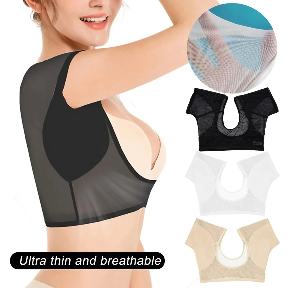 New Breathable Sweat Wicking Vest Sweat Proof Mesh Mesh Sweat-absorbing Vest Washable Slimming Underarm Cotton Wicking Pad Women