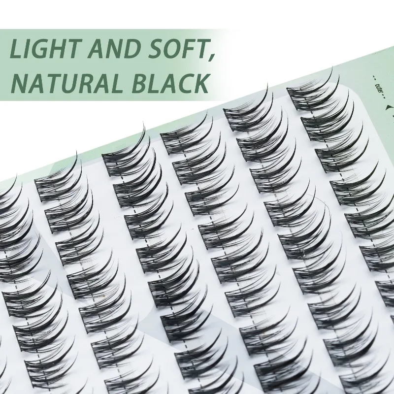 JIZI-LASH Ciglia a grappolo fai-da-te 8 file Manga naturale Estensione ciglia individuali Kit ciglia finte Strumento per il trucco delle donne