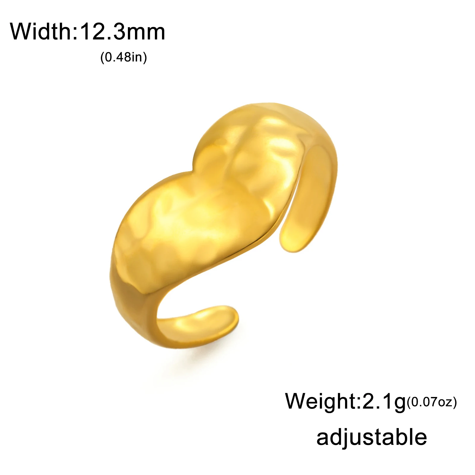 CoolTime Minimalistische Edelstahlringe für Damen, Eleganter Unregelmäßiger Trendiger Offener Ring, Anlaufbeständiger Alltags-Schmuck – Detail 12
