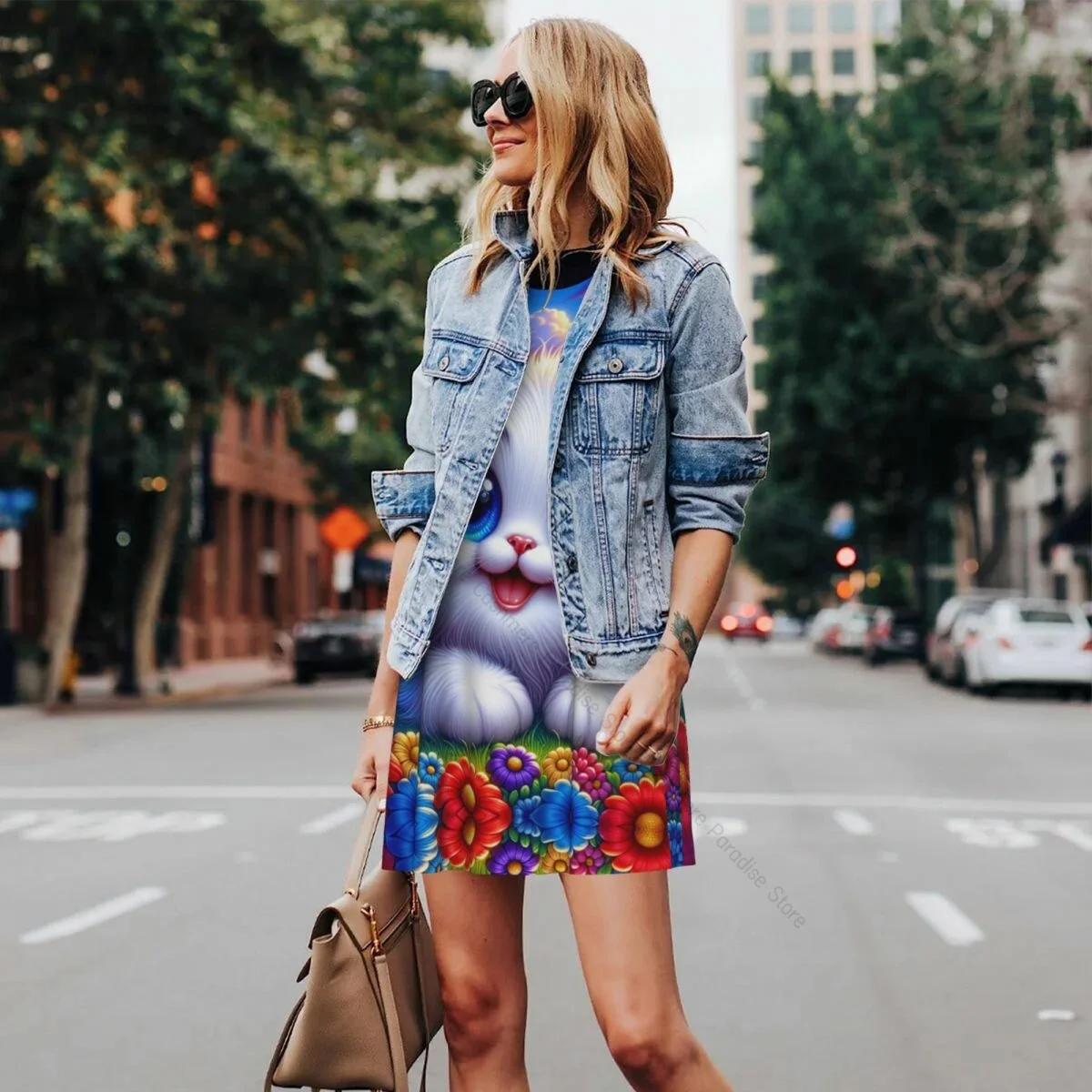 Robes d'été pour femmes, t-shirt de plage, sans manches, chat, décontracté, ample, débardeur, 2025