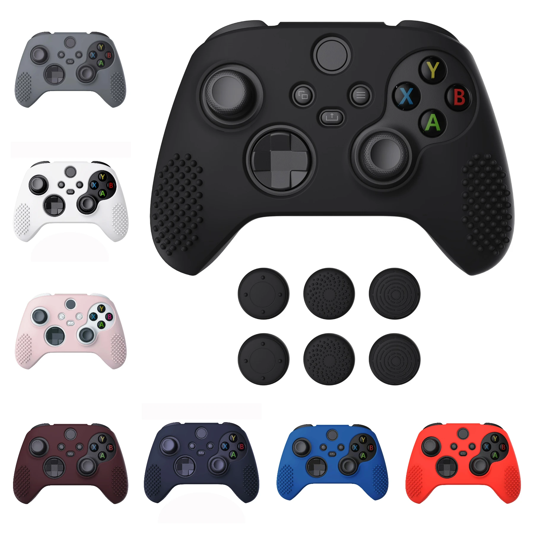 

PlayVital 3D Studded Edition Anti-slip Rubber Case for Xbox Core Wireless Controller WITH/Thumb Caps - Single Series 14 Colors