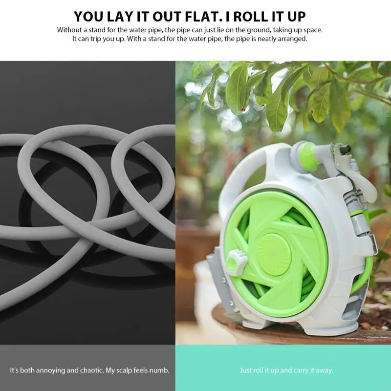 لفة خرطوم حديقة قابلة للنقل مع مادة PVC رفيعة قابلة للسحب لسهولة التخزين والاستخدام الخارجي P9YB #5
