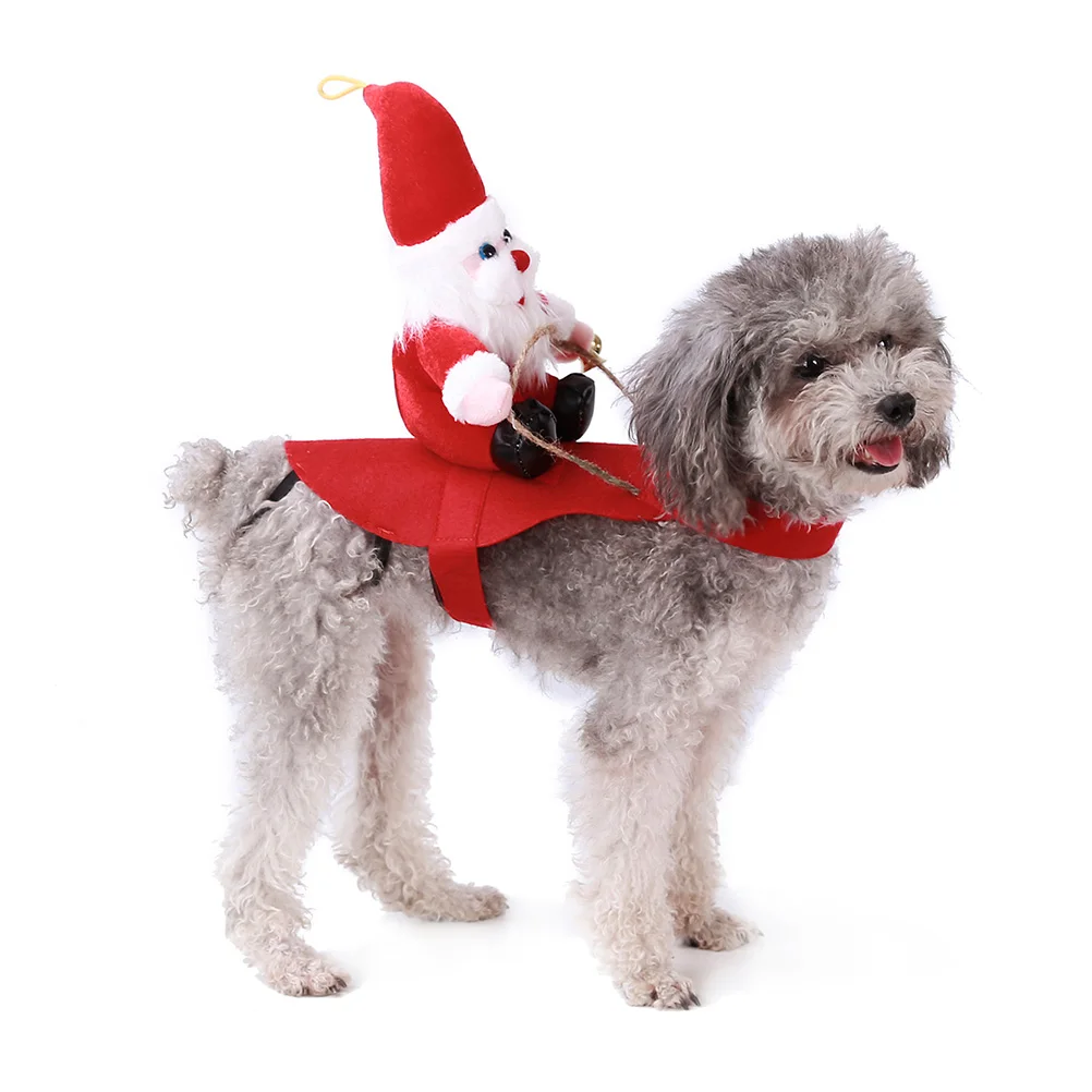 

Christmas Santa Riding Pet Costume Dog Clothes Puppy Durable Comfortable Outdoor Walking Jogging Party Photo Red Size M Dog Coat