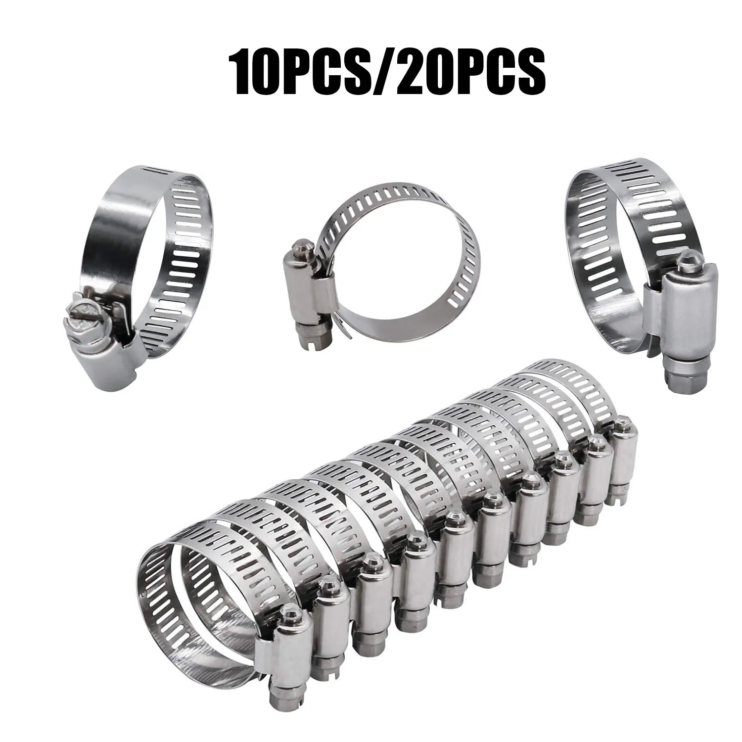 

Worm Gear Hose Clamp - 13 Size, Full Stainless Steel Pipe Clamp Worm Drive Hose Fuel Line tie tool(20 or 10 Pack 6 to 152mm)
