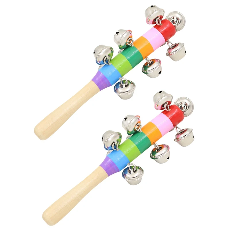 

Colorful Wooden Small Vertical Bell 10 Bell Vertical Bell Children's Percussion Instrument Rainbow Hand Bell