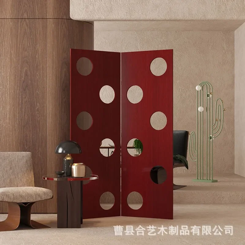 Modern French Hollow Screen Folding Partition for Living Room Office Entrance Hotel Decor Simple Space Divider Baffle