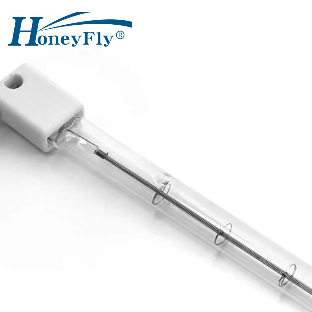 HoneyFly 2pcs Clear IR Heater Lamp 350mm 1000W 220V SK15 Near Infrared Halogen Lamp Heating Element for Painting Drying