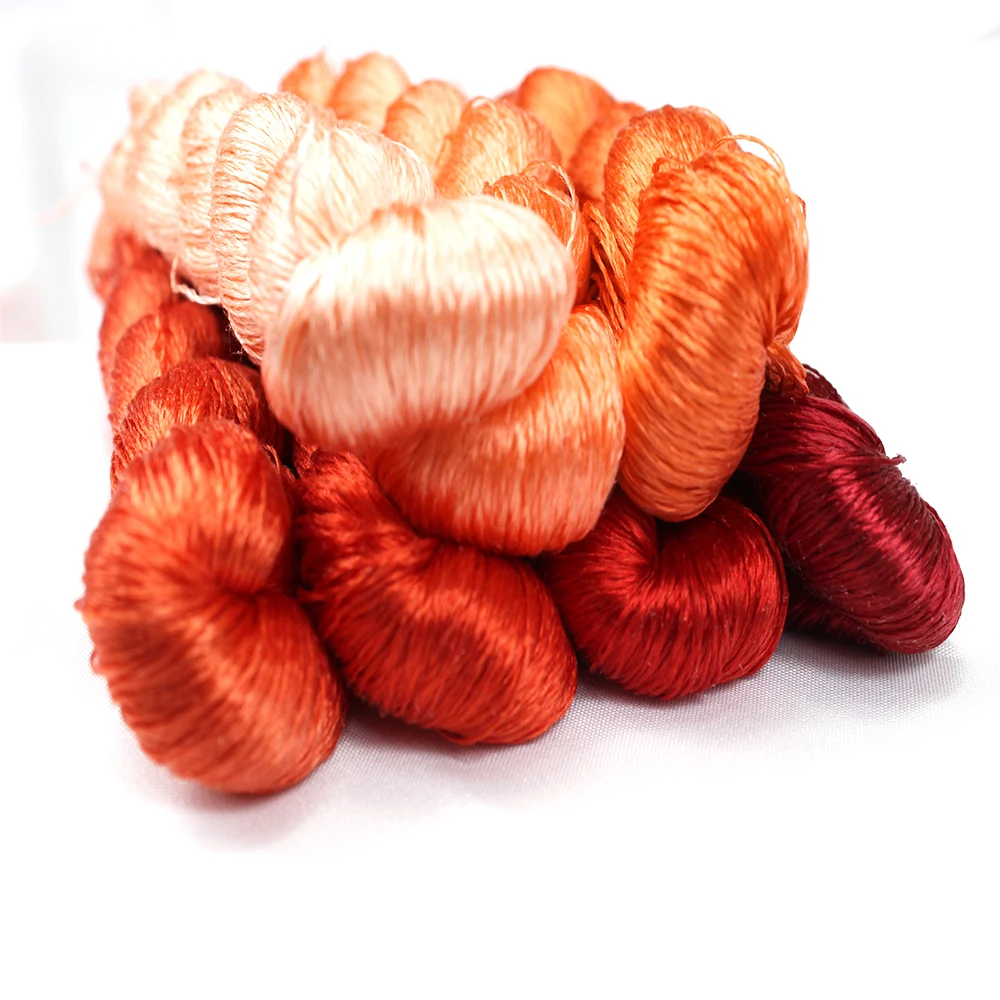 1 pz 100% filo di seta ricamo a mano ricamo punto croce serie arancione 400m seta ricamo thread7 colori puri