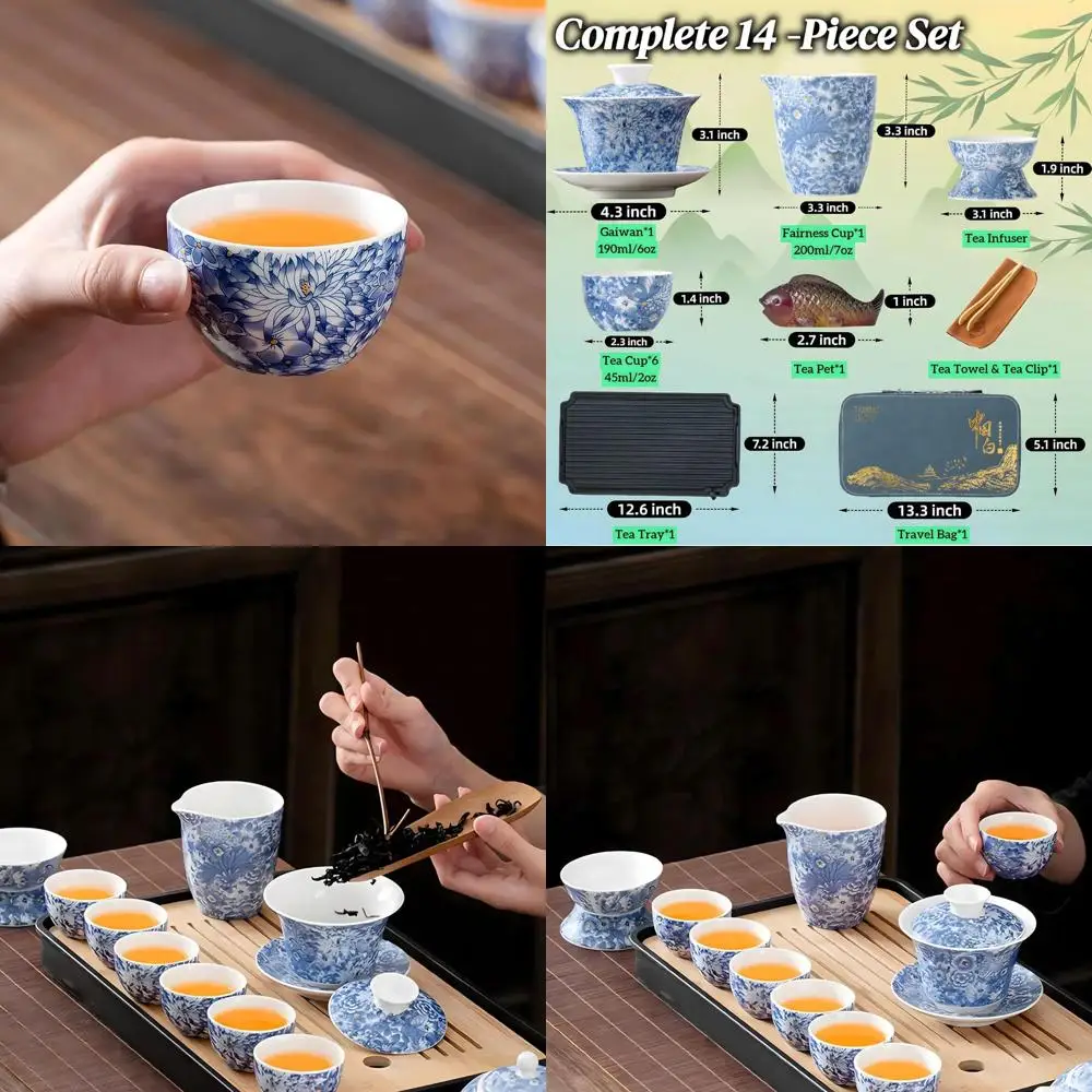 

Азиатский чайный сервиз Гаявань для взрослых, 14 предметов Янцжи Нефритовый дорожный чайный сервиз для дома, улицы, офиса, подарки