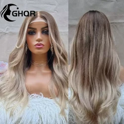 Peruca Frontal Do Laço Do Cabelo Humano Brasileiro, Onda Natural, Pré Arrombada, Renda Cheia, Marrom, Loira, Destaque, 13x6