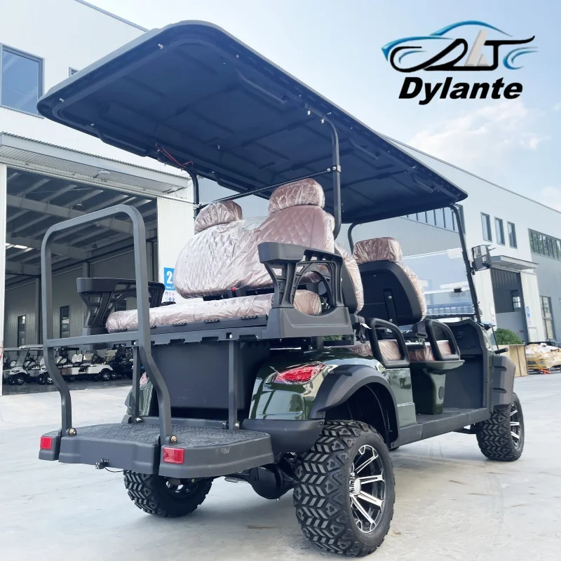 

High Quality Off Road Custom Electric Golf Cart 12 Inch Off Tire Folding Windshield Bumper Front Basket Roof LED Light Strips