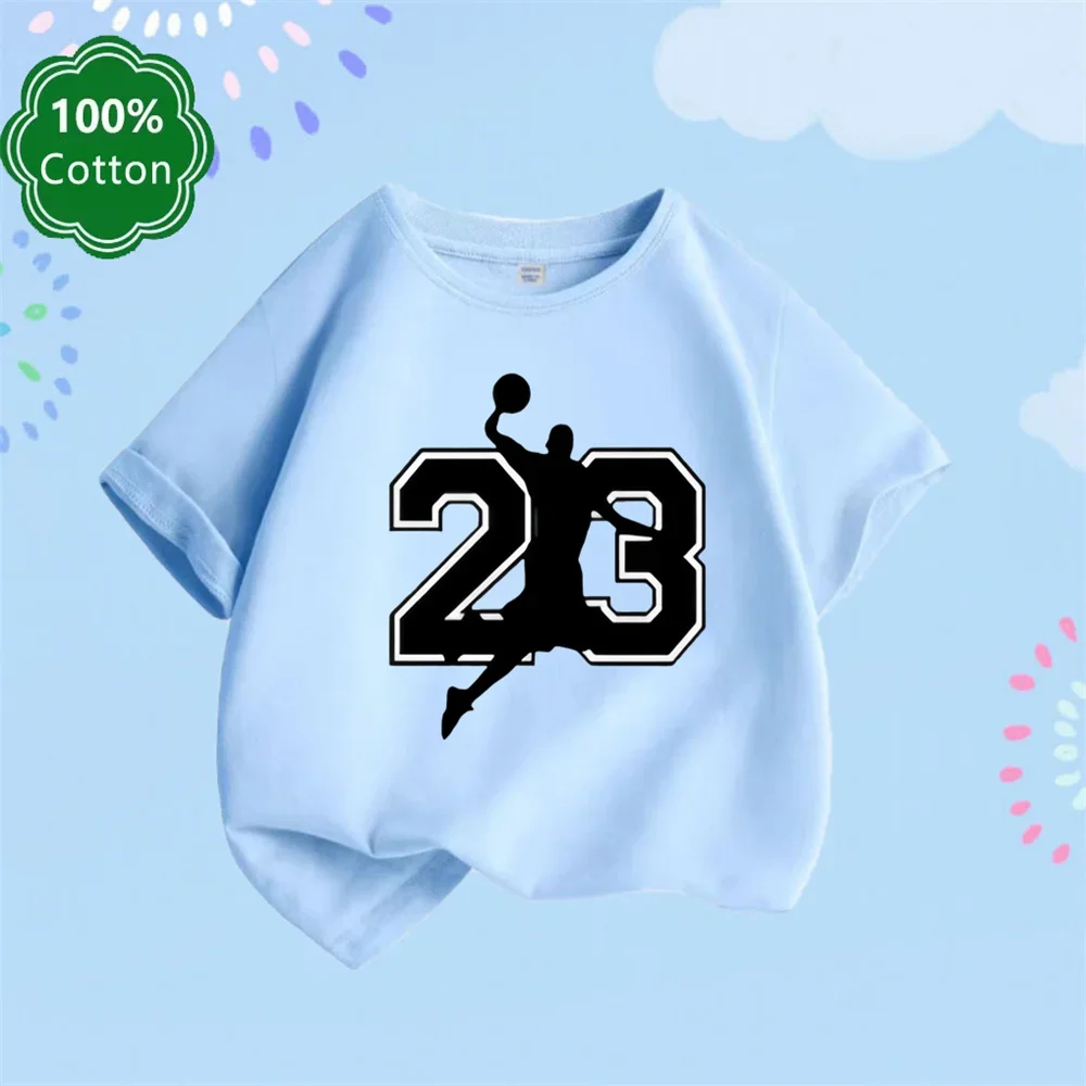 New Luxury Brand Jordan No. 23 Children's T-shirt Casual O Collar Designer Shirt Summer Short Sleeve Cotton T-shirt Fashion