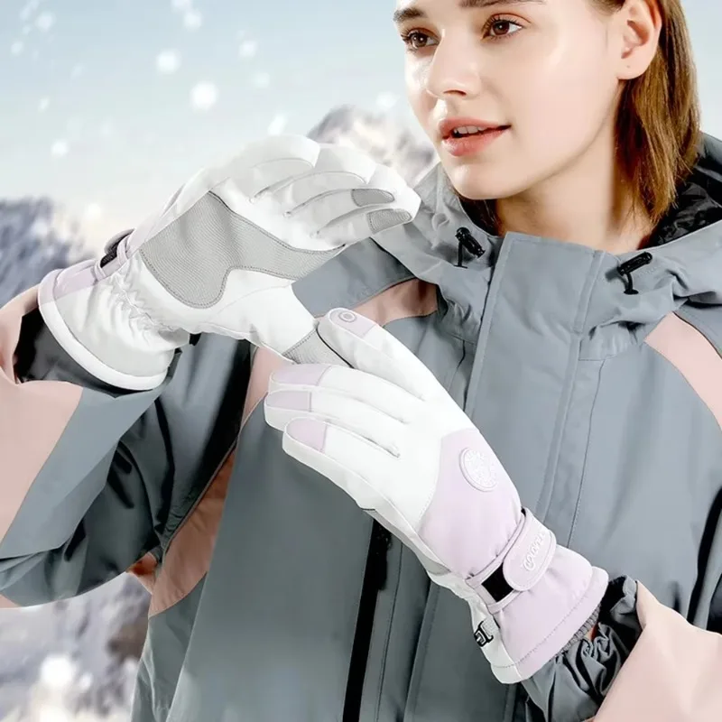 Women's Waterproof Ski Gloves Winter Touch Screen Snow Gloves Fleece Lined Warm Thermal Gloves for Snowboard Skiing Running