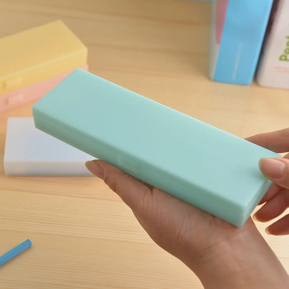 

4 Pcs Colored Pencil Case Storage Stationery Translucent Square for Students Plastic