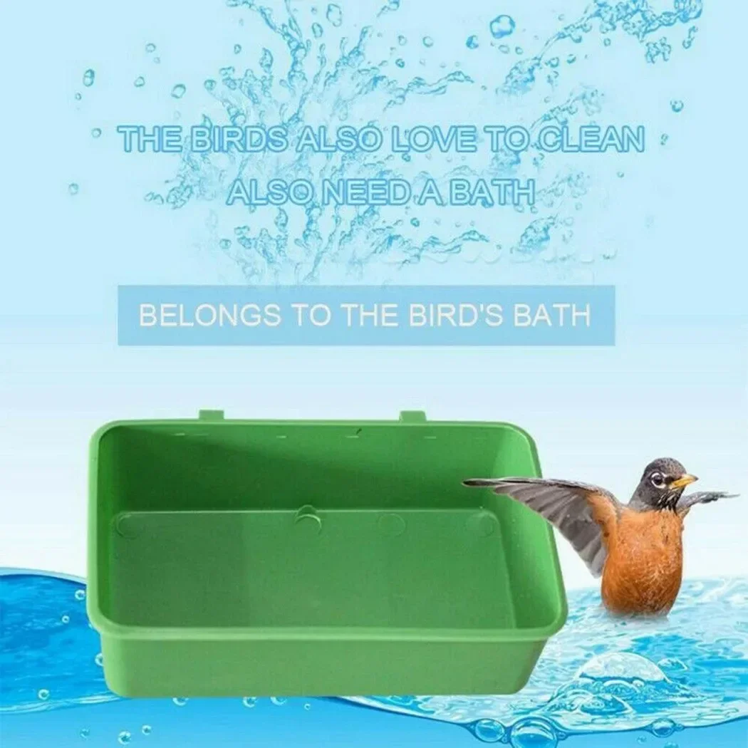 Bird Water Bath อ่าง Bird ชามอาหารพลาสติกอัตโนมัติสัตว์เลี้ยงชามนกแก้ว Parakeet Birdbath กรงแขวน Bird ของเล่น
