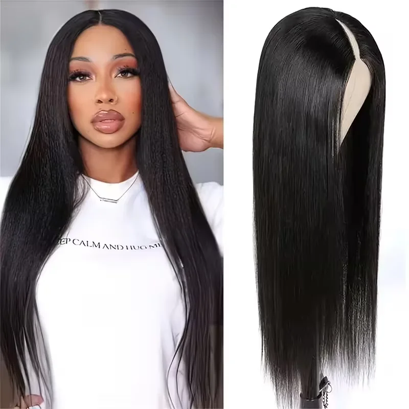 

32 Inch Straight V Part Human Hair Wigs 220 Density Straight Brazilian Wig For Women V part Human Hair Head Clip In Halr Wig