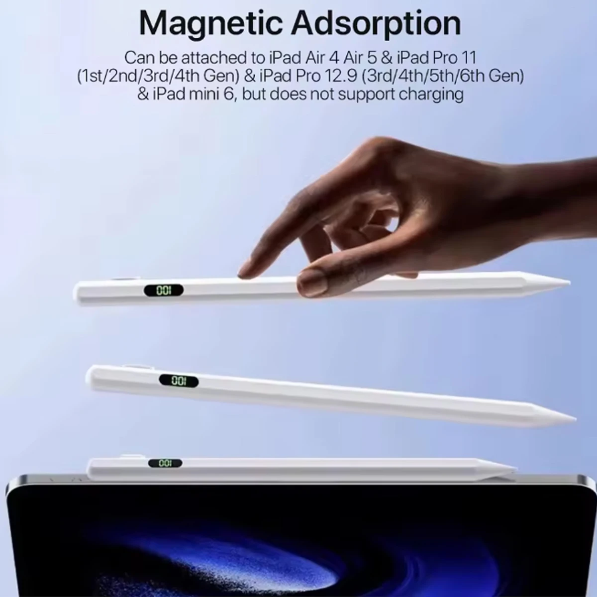 아이패드용 스타일러스 펜(2018-2025) - 기울기 감지 및 팜 리젝션 기능을 갖춘 60분 고속 충전, 아이패드 11/10/9/8/7/6세대, 에어 7/6세대 호환