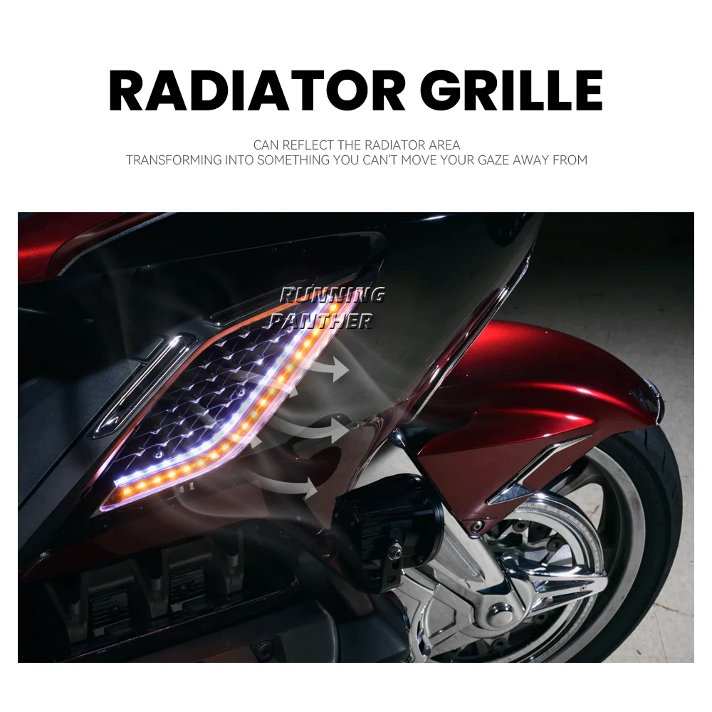 Motorcycle LED Light Radiator Grill Panels Decorative Light Lamp For Honda Goldwing Gold Wing GL1800 Tour DCT Airbag 2018-2023