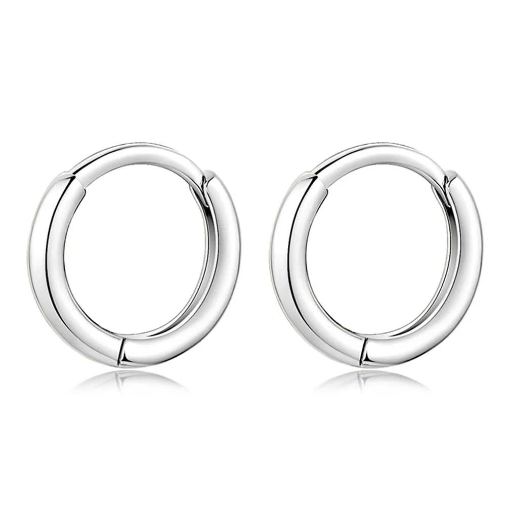 

925 Sterling Silver Fashion Simple Multi-size Glossy Circle Shape Ear Clasp Birthday Party Anniversary Gift