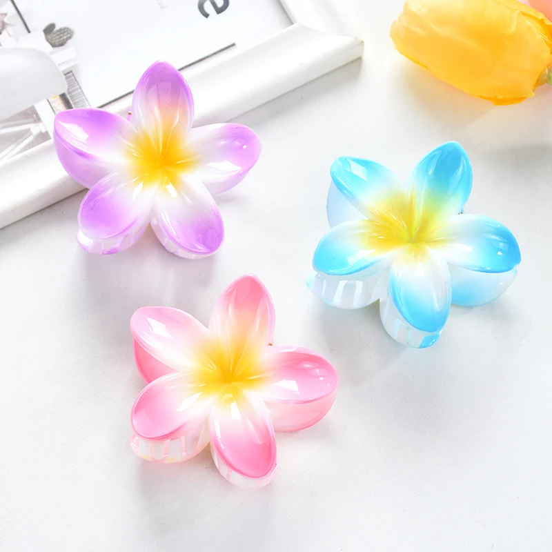 1pc Candy Color Small Flower Resin Acrylic Multicolor Non-slip Hair Clip for Women Girls Beach Vacation Ponytail Hairpins