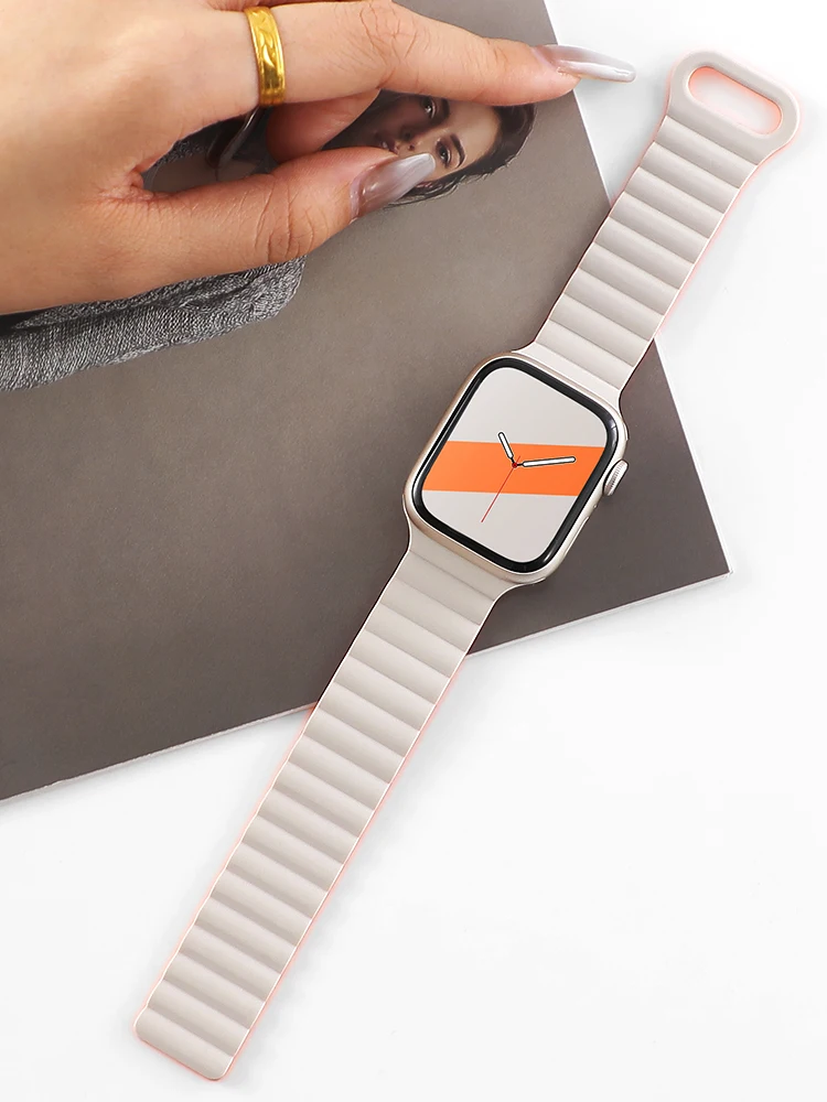 Magnetic Band For Apple Watch Strap 40mm 45mm 44mm 41mm 49mm 44 mm 38mm 42 Silicone Bracelet iWatch series 8 SE 6 7 8 9 Ultra 2